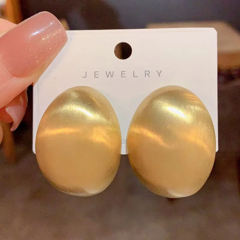 Fashion exaggerated brass matte brushed gold leaf earrings for women
