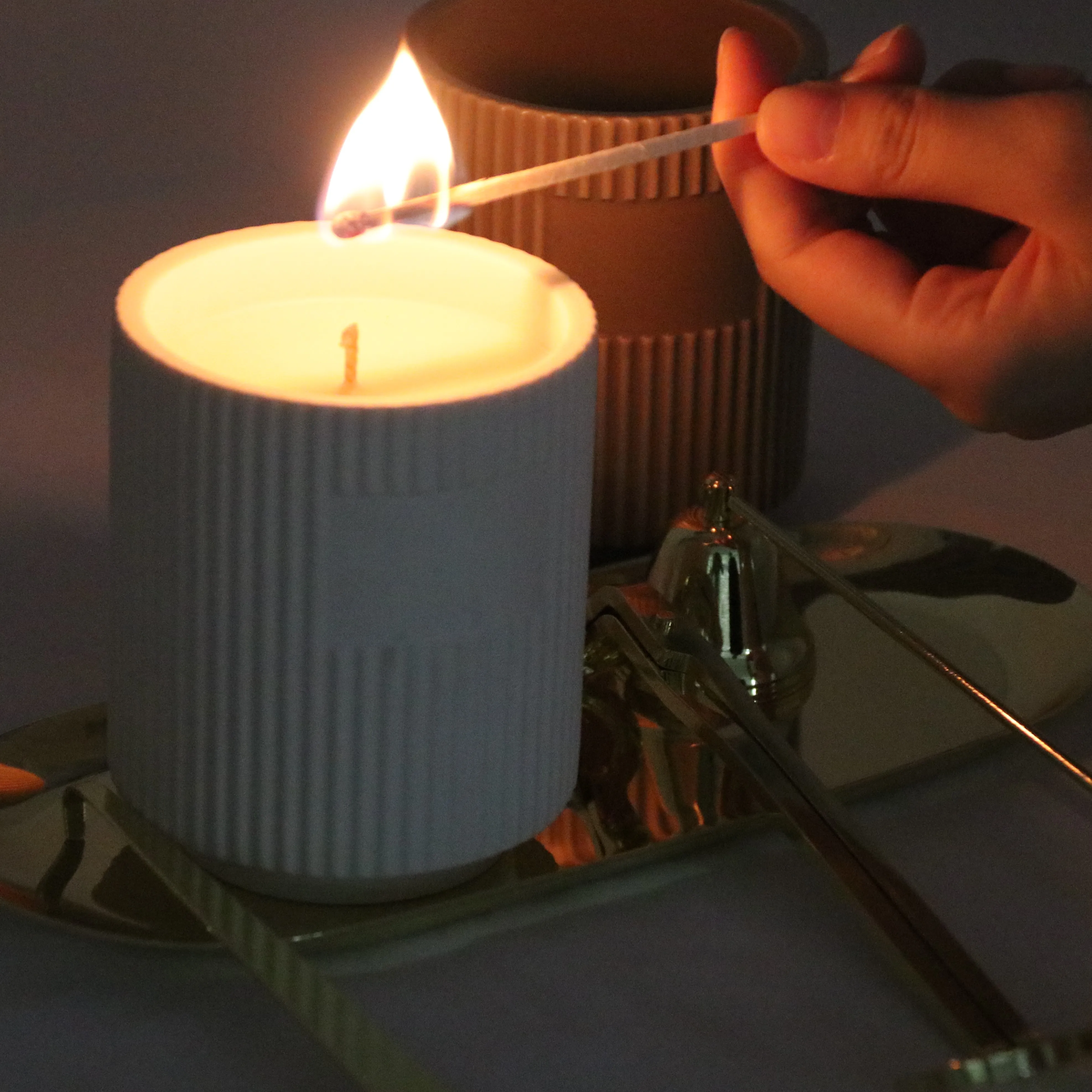 Luxurious natural soy Fashionable ceramic candle jars with essential oil reed diffuser gift set