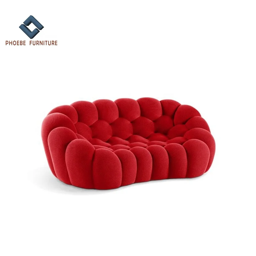 Bobois shaped polyurethane bi-density HR foam techno 3d fabric curved bubble sofa