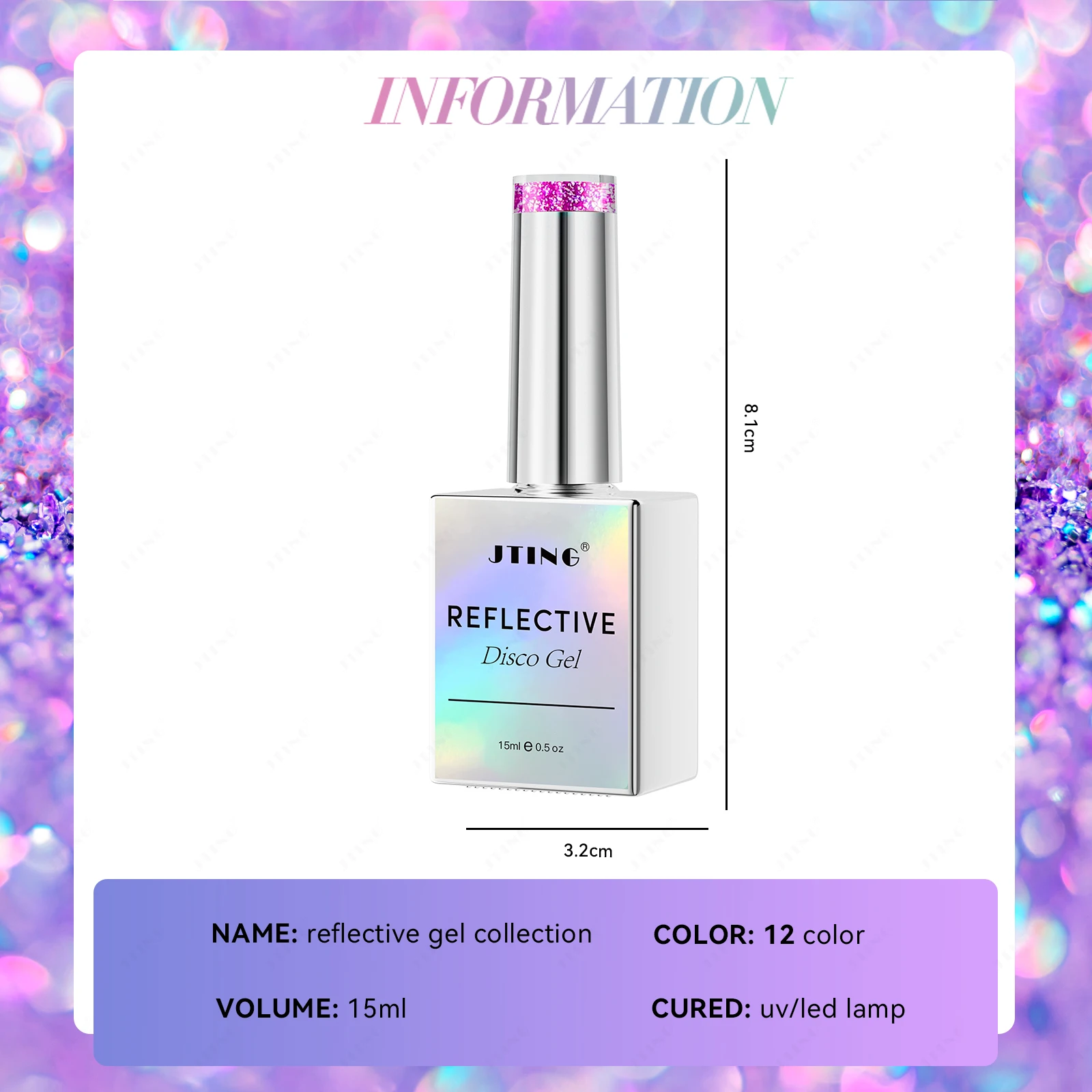 JTING Brilliant Star diamond reflective gel collection 12colors set box OEM nail supplies shiny reflective disco gel nail polish