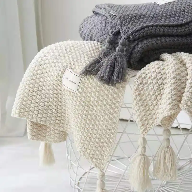 Nordic Style Knitted Blanket Throw Blanket For Sofa Bed Office Air Conditioning Leisure Nap Cover Blanket Tapestry Nordic Style