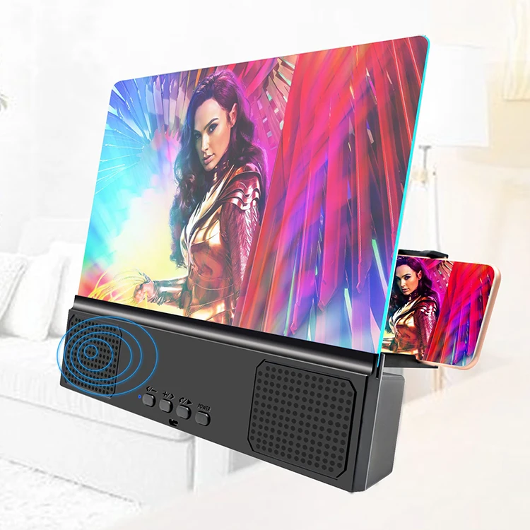 12 Inch Screen 3D HD Magnifying Projector Screen Enlarger Magnifier Foldable Phone Stand Holder with Screen Amplifier