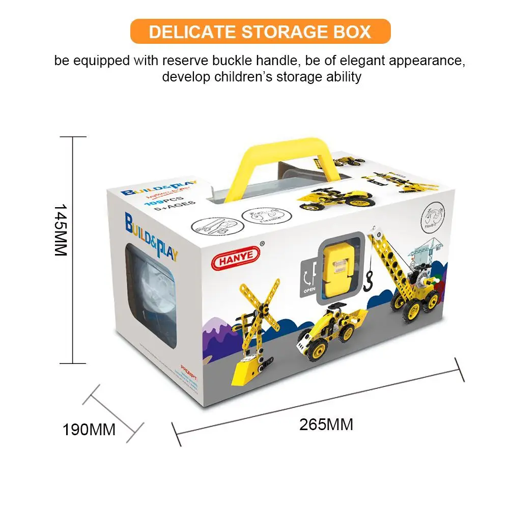 100PCS 8 in 1 Construction City Engineering Truck Toy Kit Educational STEM Screw Assemble DIY Erector Building Set for Kids Boys