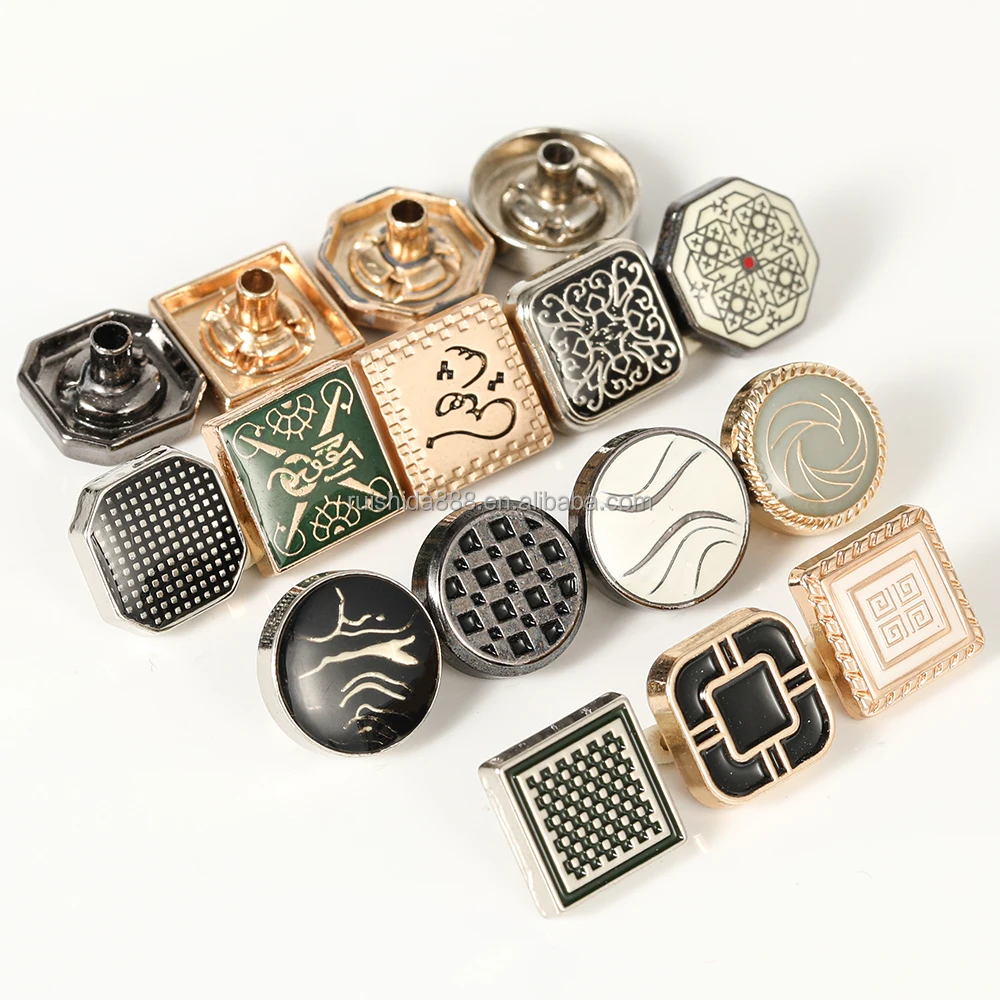 RSD Factory Direct OEM ODM Metal Snap Button for Arabic Robe Thobe Zinc Alloy Pattern Logo Brand Custom 4 Part Buttons for Shirt