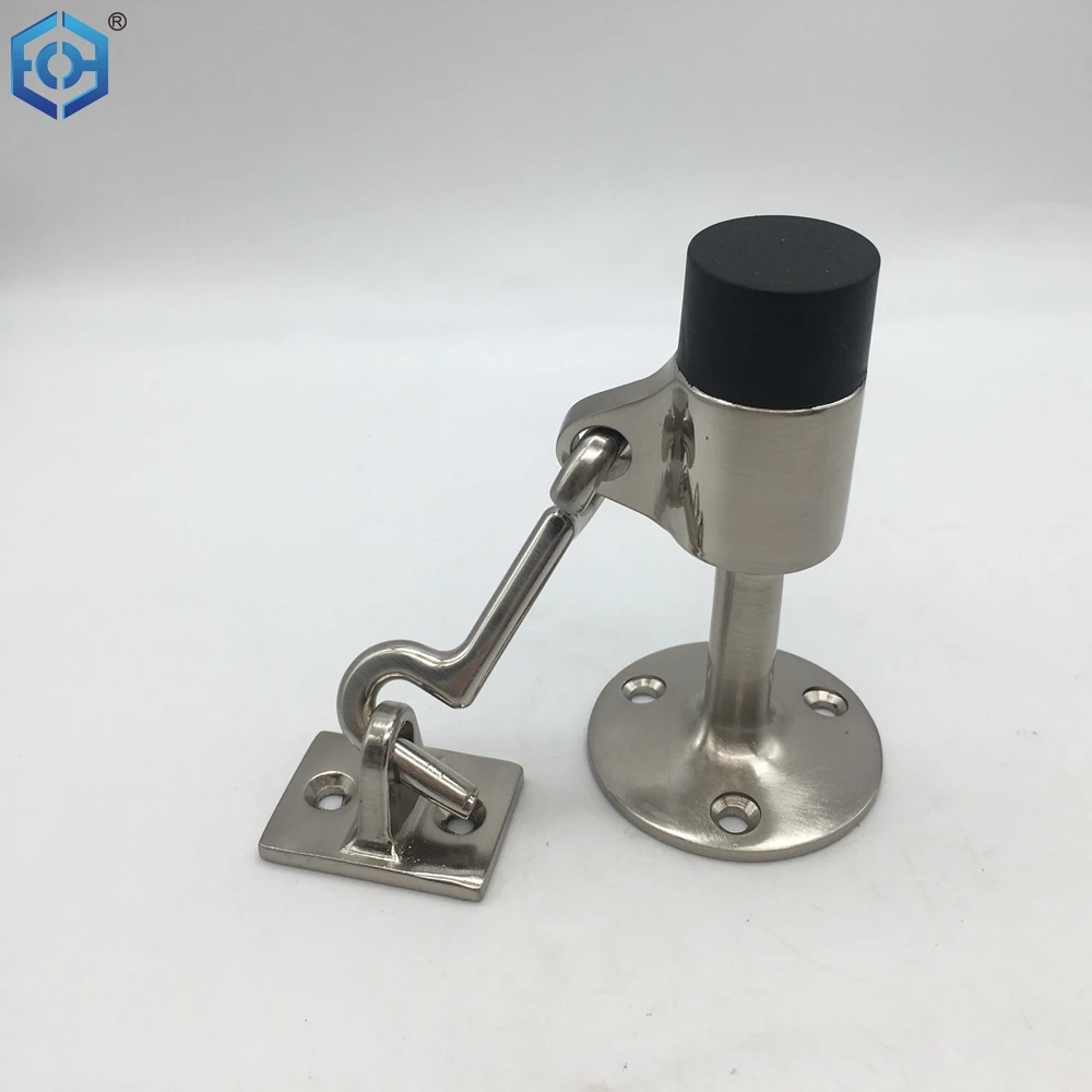 Zinc Alloy Door Stopper Door Stop with Hook Furniture Hardware Sound Dampening Rubber