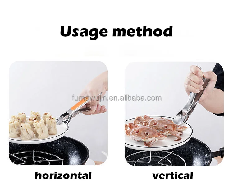 Home and kitchen items cheap easy catch hand held grill clamps food utensils stainless steel tongs