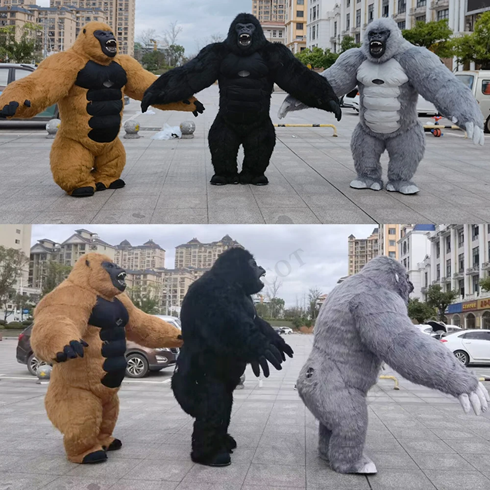 Halloween Furry animal Carnival Walking Dress Suit Fursuit mascot costume  Inflatable  Costume Mascot Adult Gorilla Monkey
