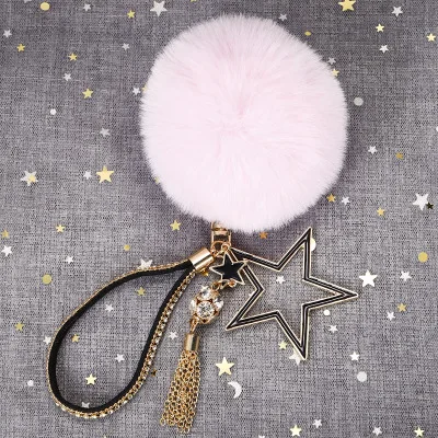 Autumn winter five-pointed star tassel keychain hair ball car pendant exquisite small gifts