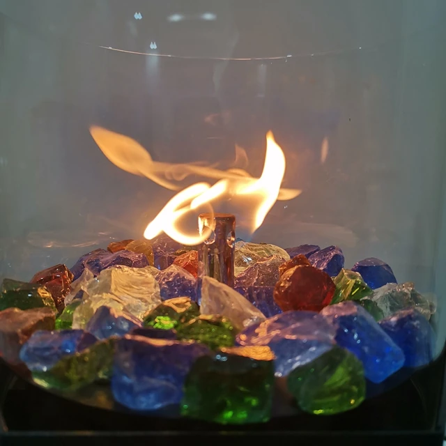 CE approved table top gas fireplace with decorative pebbles and glass cover OEM ODM