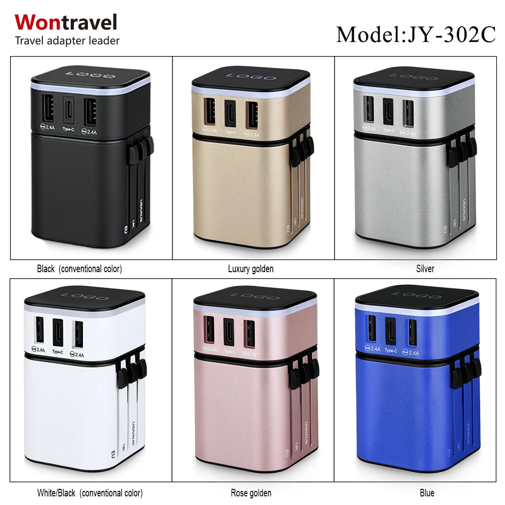 Gift item with customized logo multifunctional plug converter usb wall socket travel adaptor