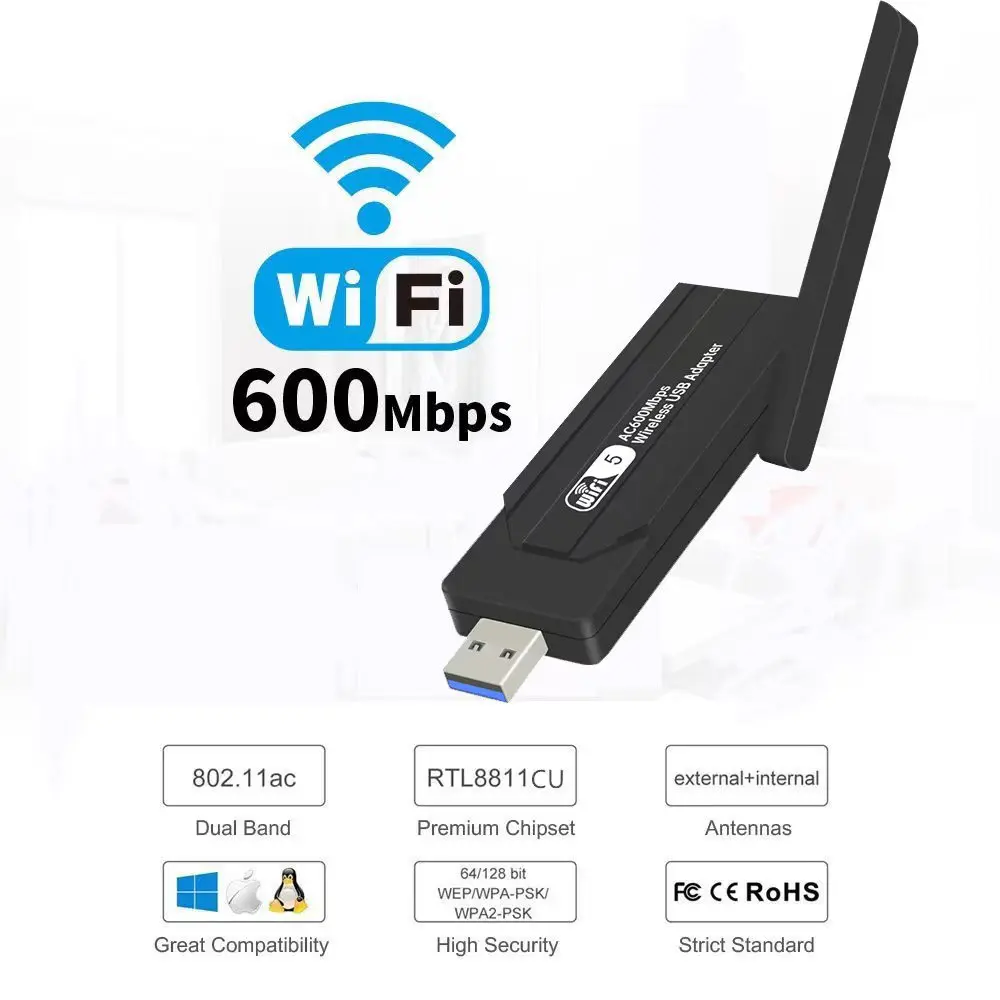 wifi receiver network cards wifi adapter usb free driver wireless 600mbps dual band usb wifi adapter