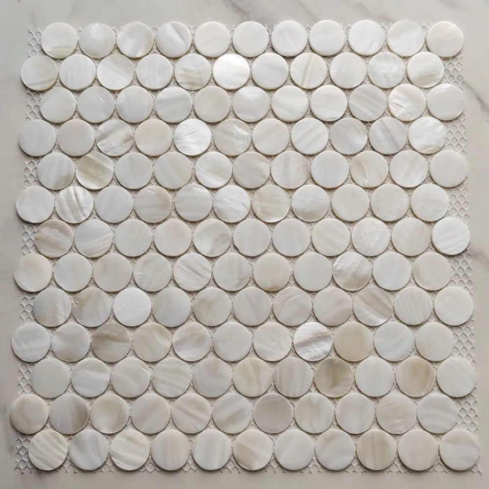 China Factory Round Shape Super White Mother Of Pearl Shell Mosaic Tiles Sheet Kitchen Backsplash