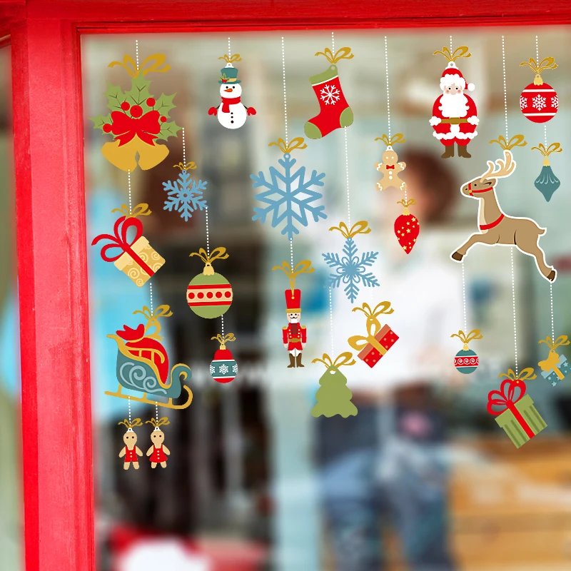 home wall decoration adhesive window christmas gel stickers