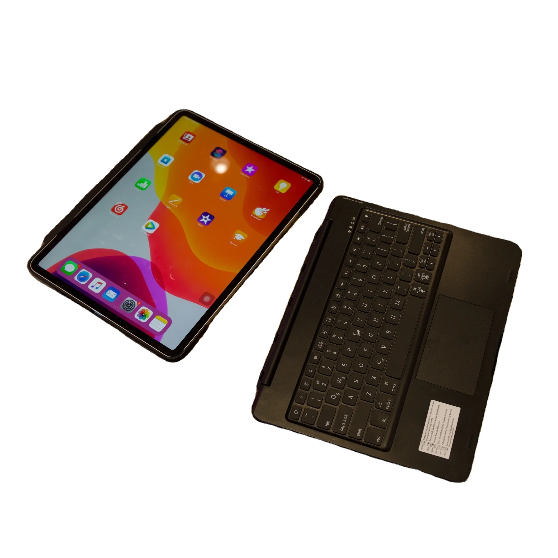 Detachable Magnet Connecting Trackpad Gesture Pencil Holder 7-color Backlit Wireless Keyboard Carrying Case for 12.9 iPad Pro