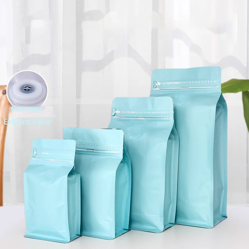 200g/500g/1000g 3 in 1 Empty Tea Protein Powder Custom Printed Kraft Paper Coffee Packaging Bags with Valve