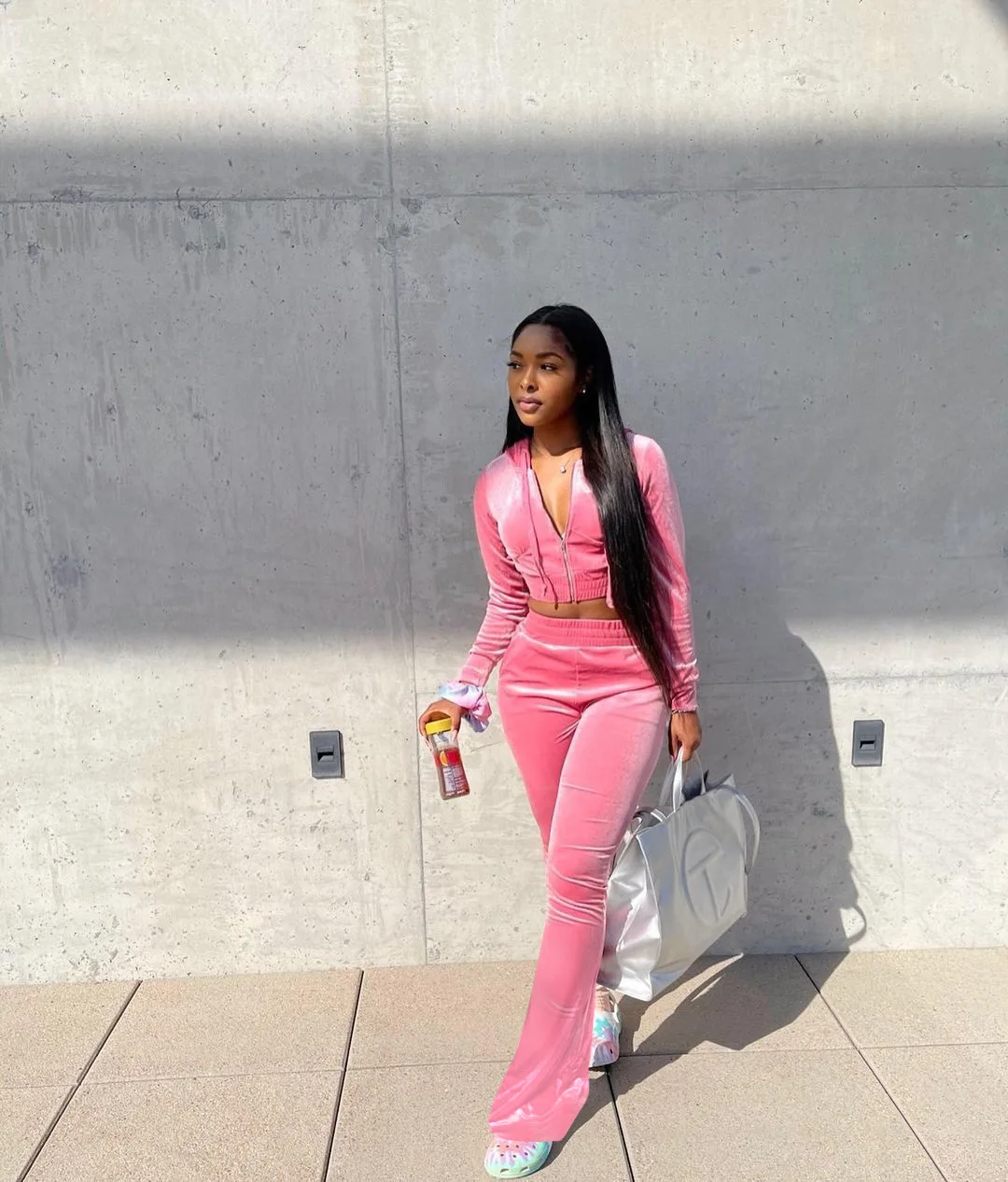 2021 HS New Arrial Fall Winter Sweatsuit Womens Hoodie Set Fleece Velvet Two Piece Velvet Tracksuit Zip Coat Bell-bottomed Pants