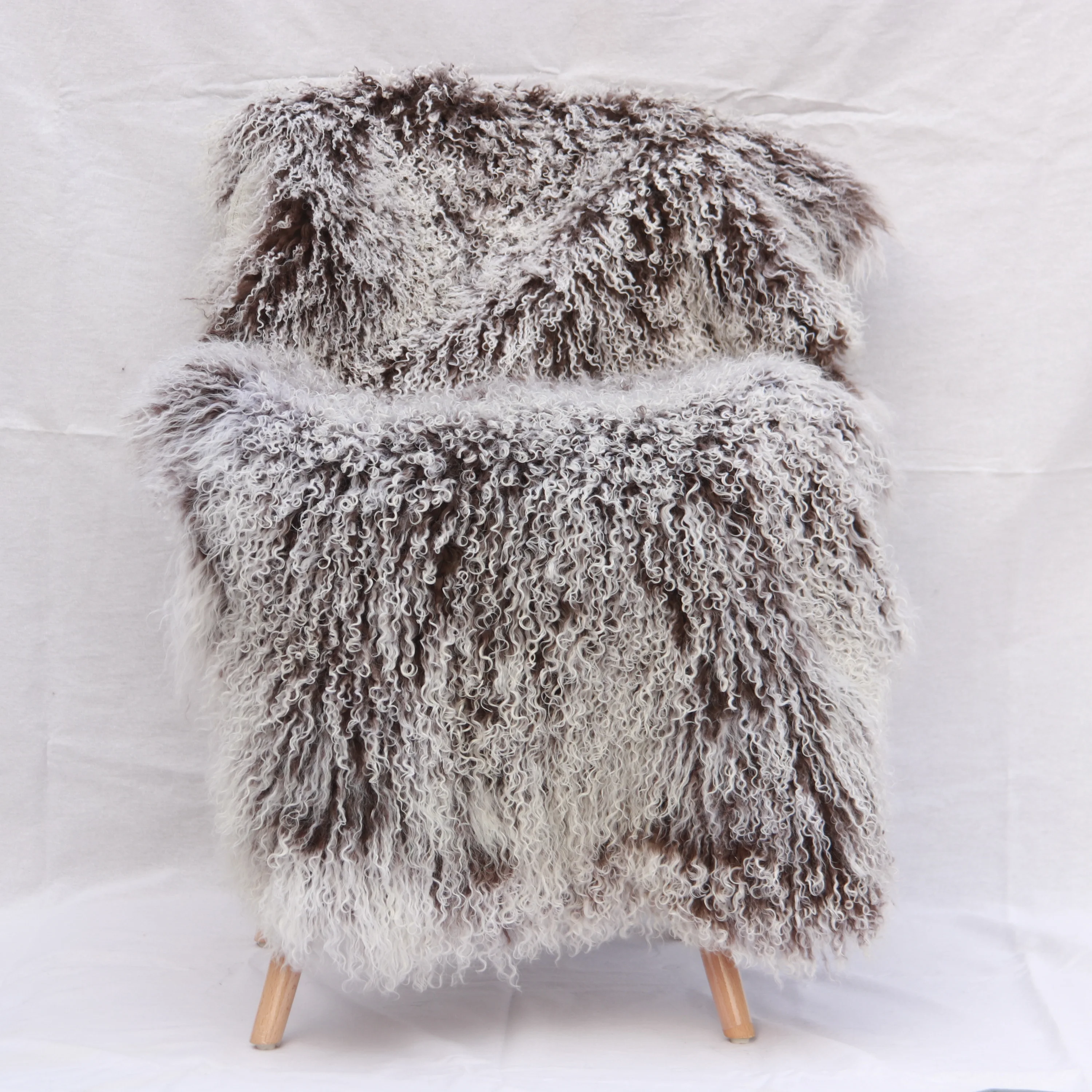 Luxury Natural White Mongolian Fur Plate Throw Sheepskin Tibetan Lambskin Real Fur Rug Genuine Hide