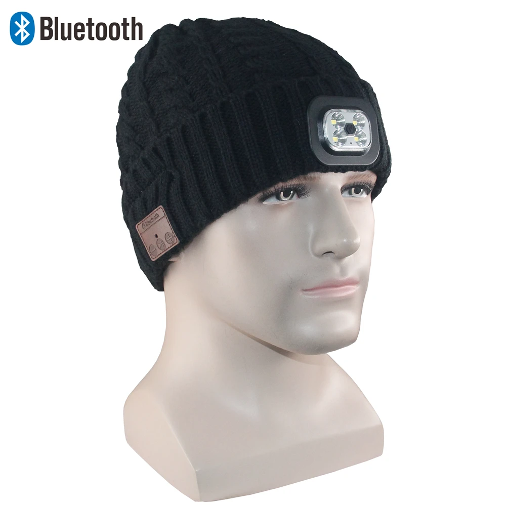 AC earphone hat Headphone blue tooth hat, winter hat beanie with wireless music cap and LED light