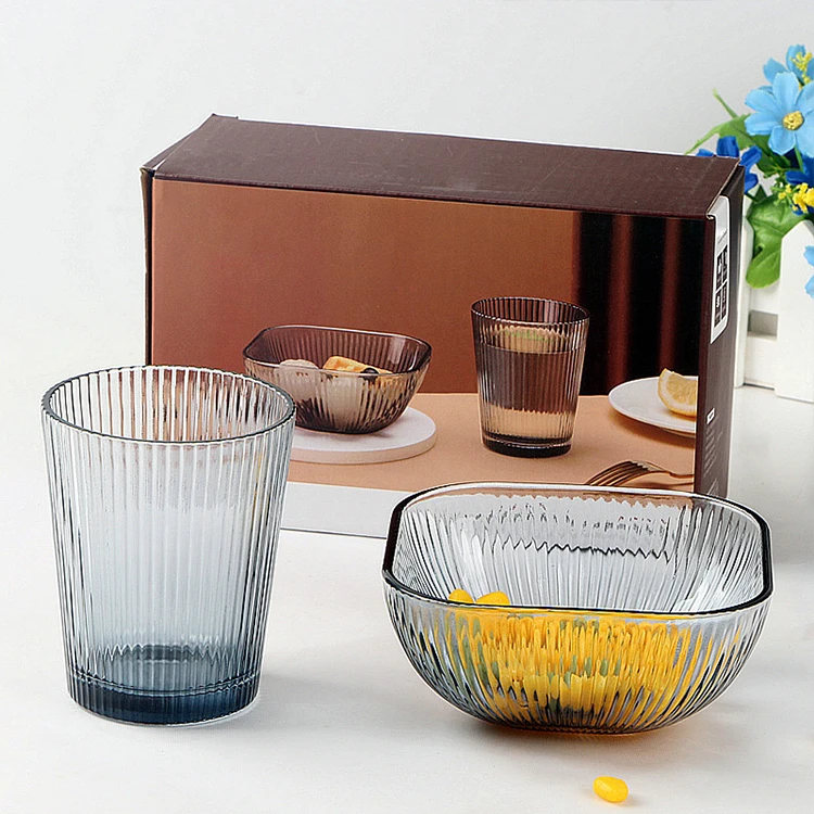 Wholesale 2023 High Quality Cheapest glassware Set  1pcs Dessert Salad Bowl 1pcs Water Cup Cooking Set