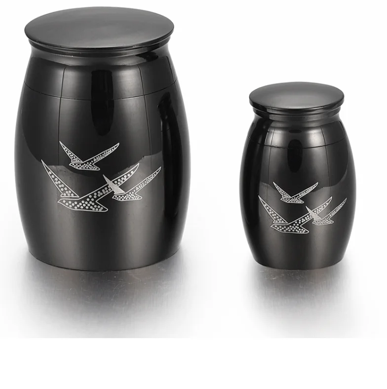 Black Blank/ Engravable Pet Cremation Mini Urn for Ashes/ Hair Keepsake Human Cremation Jewelry Funeral Urns Casket