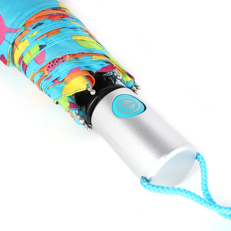strong automatic portable custom made summer floral design with ferrule flower umbrella