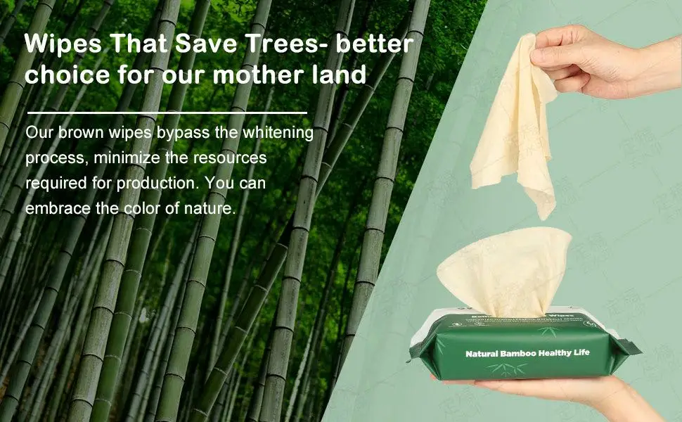 Bamboo Fiber Unbleached Flushable Wet Wipes For Toilet Cleaning Using