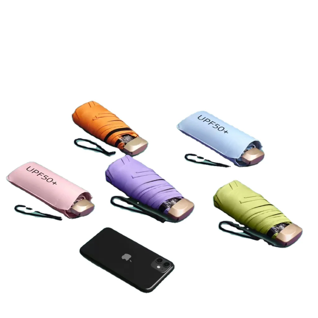 Portable Folded Ultra low-light 5 Folding Umbrella Sunblock UV Mini Pocket Umbrella phone umbrella