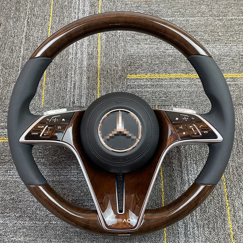 Wood Pattern Leather Steering Wheel Customized For Mercedes Benz Range