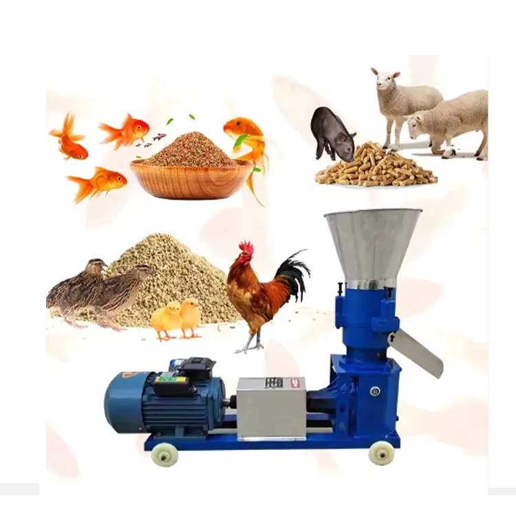 Small Poultry Chicken Fish Pig Goat Cattle Cat Animal Pellet Manufacturing Pelletizing Machine Feed Processing Machine