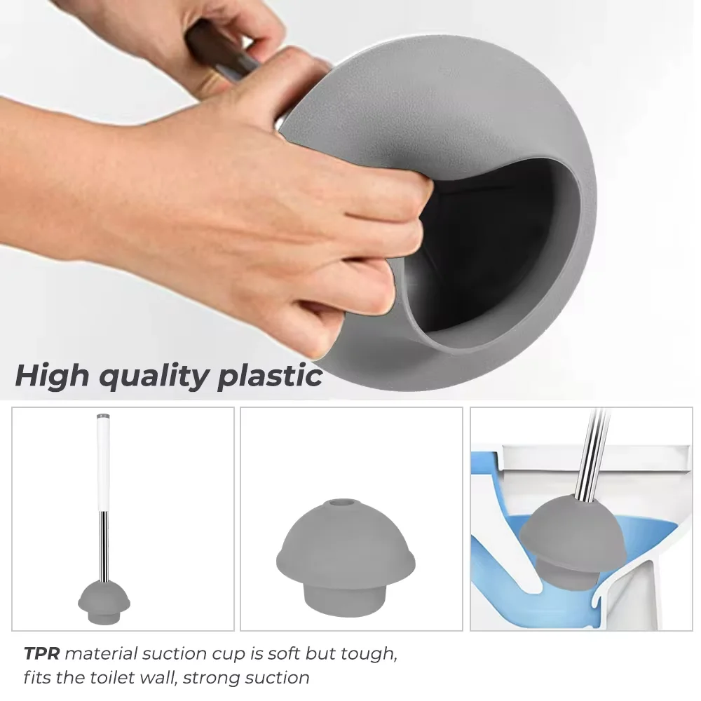 Hot Selling TPR Silicone Bathroom Cleaning Brushes Includes Toilet Brush and Plunger with Holder Set