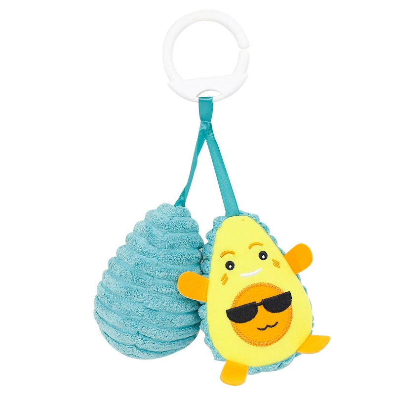 2021 latest fruit expression pear cart hanger avocado crib bell 0 year old baby pull bell plush stroller pendant