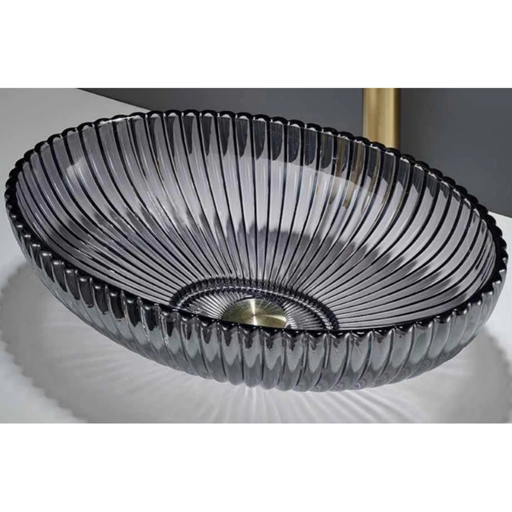 CLASIKAL  Modern Bathroom Counter Wash Basin Black Glass Crystal Basin