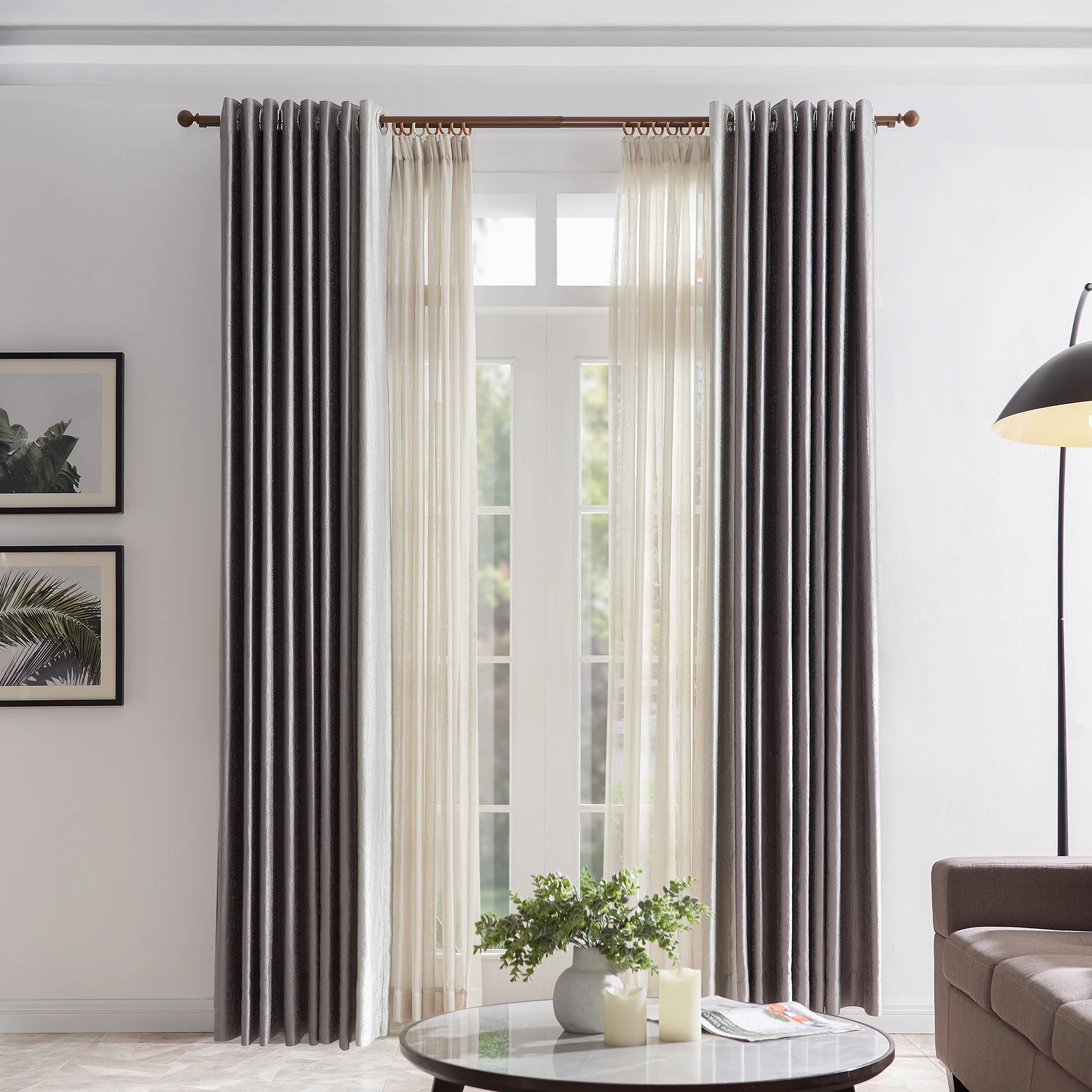 Design poles suppliers Factory price curtain pipe wrought iron Aluminium Alloy Bay Window Finials Metal Curtain Rod Set