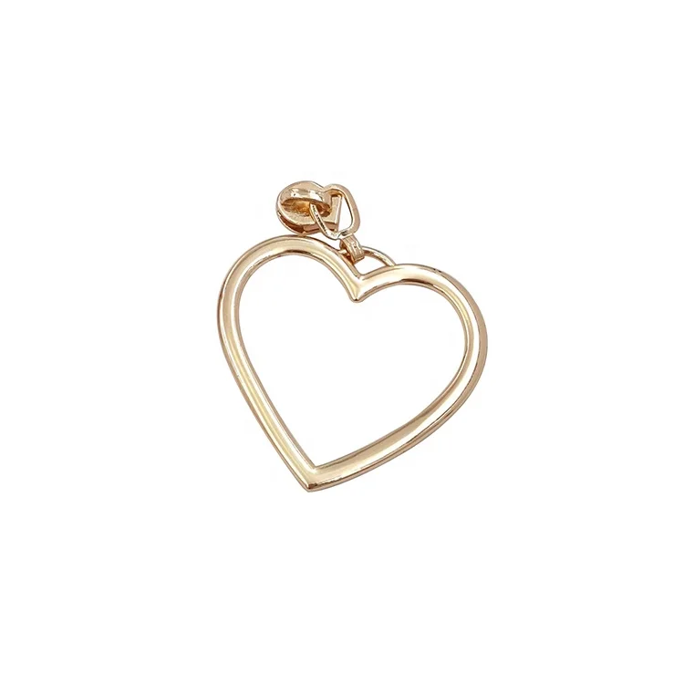 Garment Metal Zipper Puller Slider 5 Brand Bag Zipper Head Puller Custom Logo Heart Shape Metal Zipper Puller