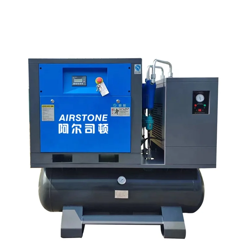 Industrial Silent Type All In One 380V 50Hz 7.5KW 11KW 15KW 22KW 8 Bar Screw Air Compressor With Dryer And 500Litre Tank