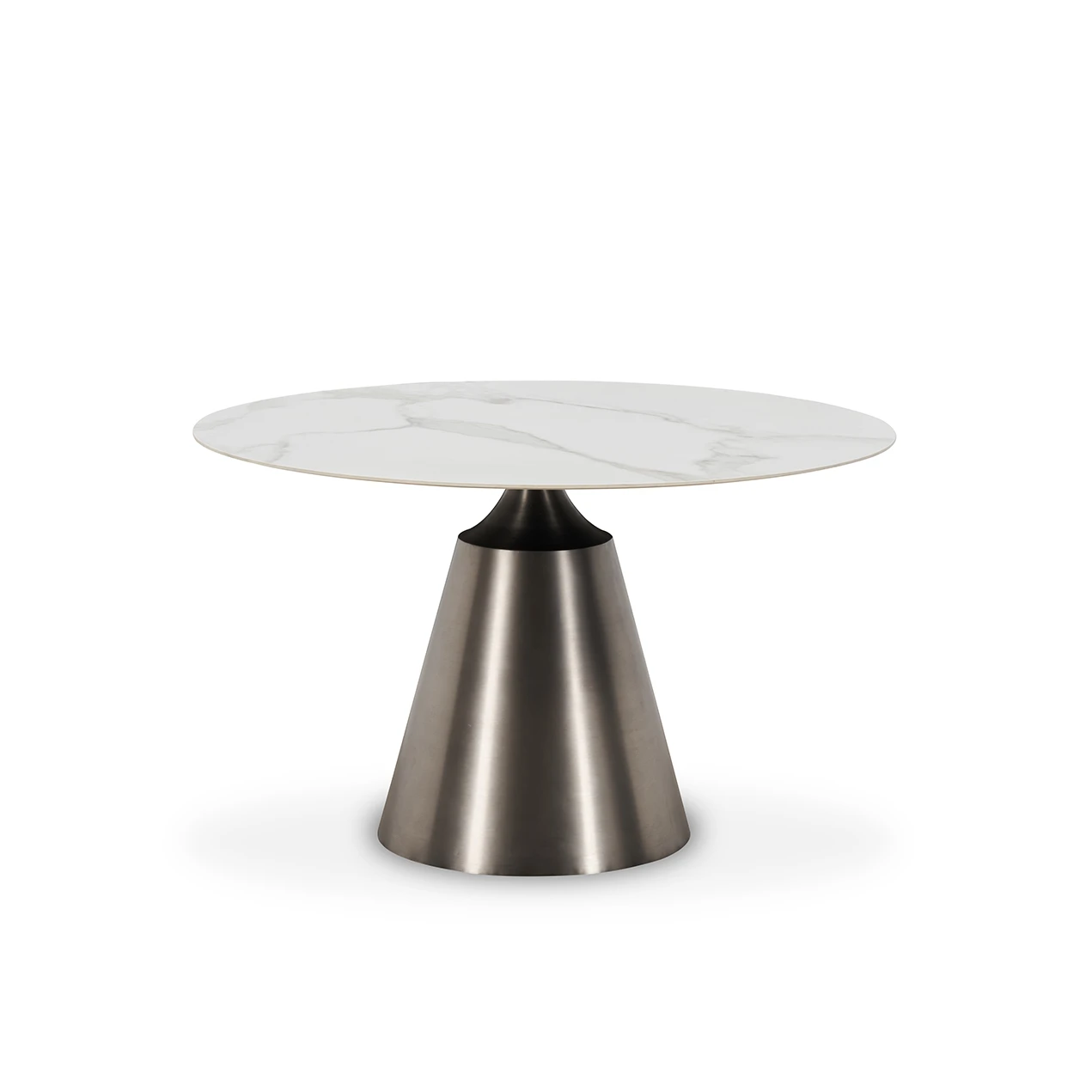 Stainless Steel Legs White Marble Sintered Stone Top Rock Slate Modern Round Minimal Diningroom Furniture Pedestal Dining Table