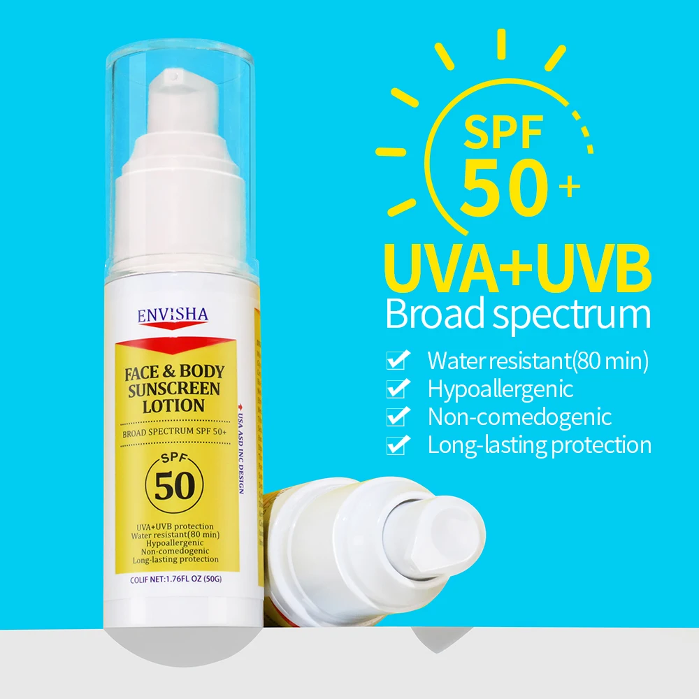 OEM ODM SPF 50 Sunscreen Lotion UVA/UVB Protection Waterproof Sunscreen Sun Block Lotion