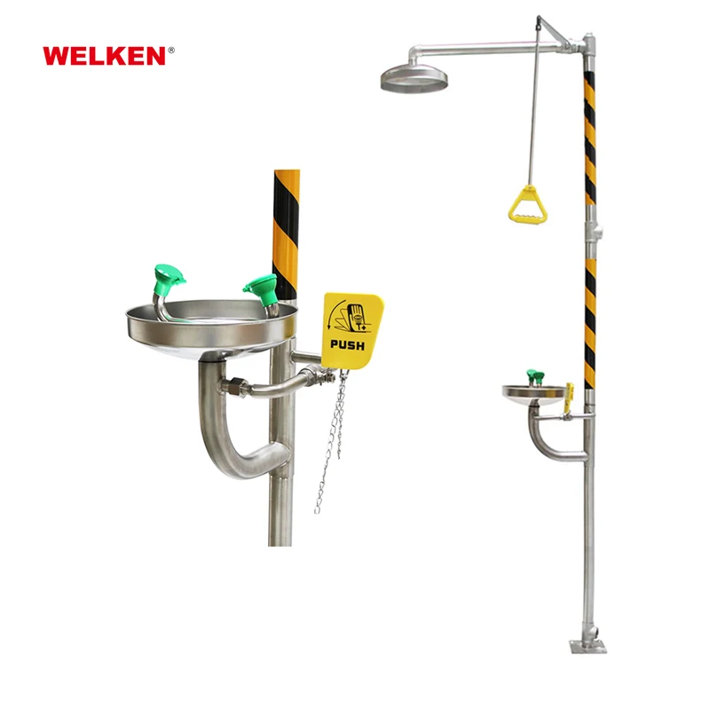 High quality stainless steel Eye Safety Shower Wash combination emergency shower eye wash