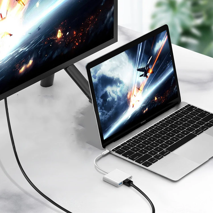 Настраиваемый логотип 3 в 1 взаимный обмен данными между компьютером и периферийными устройствами типа C многофункциональный концентратор для TYPE-C PD + USB HDTV