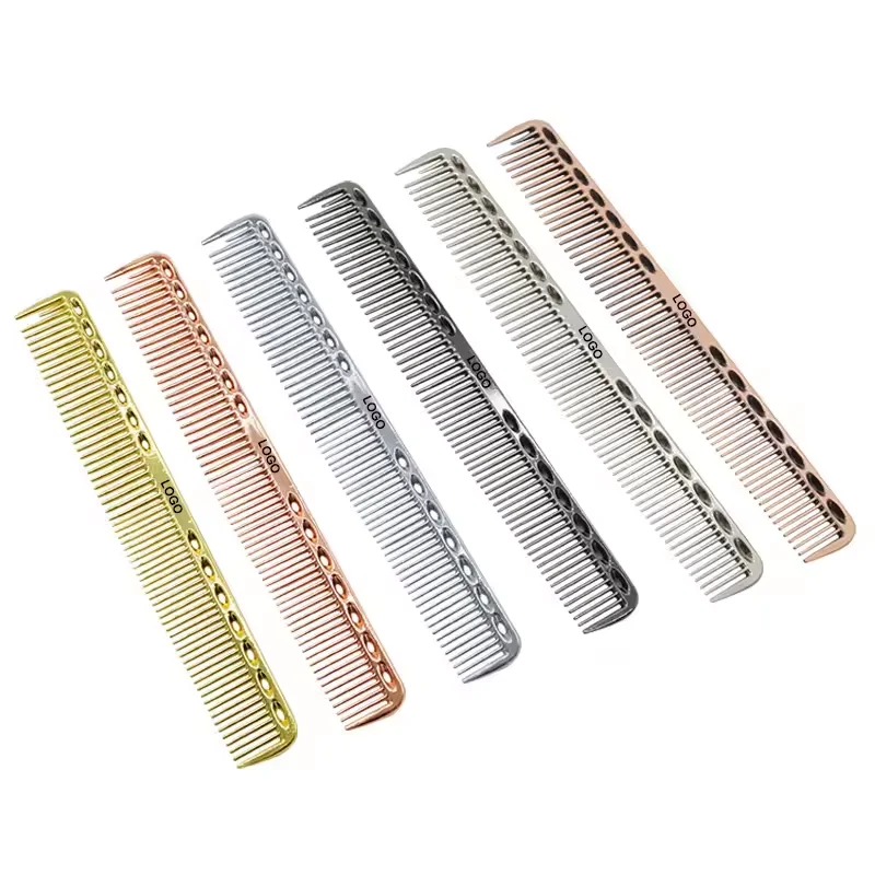 Long and Short Heat Resistant Salon Barber Aluminum Metal Hairdressing Haircut Comb For Hair Styling