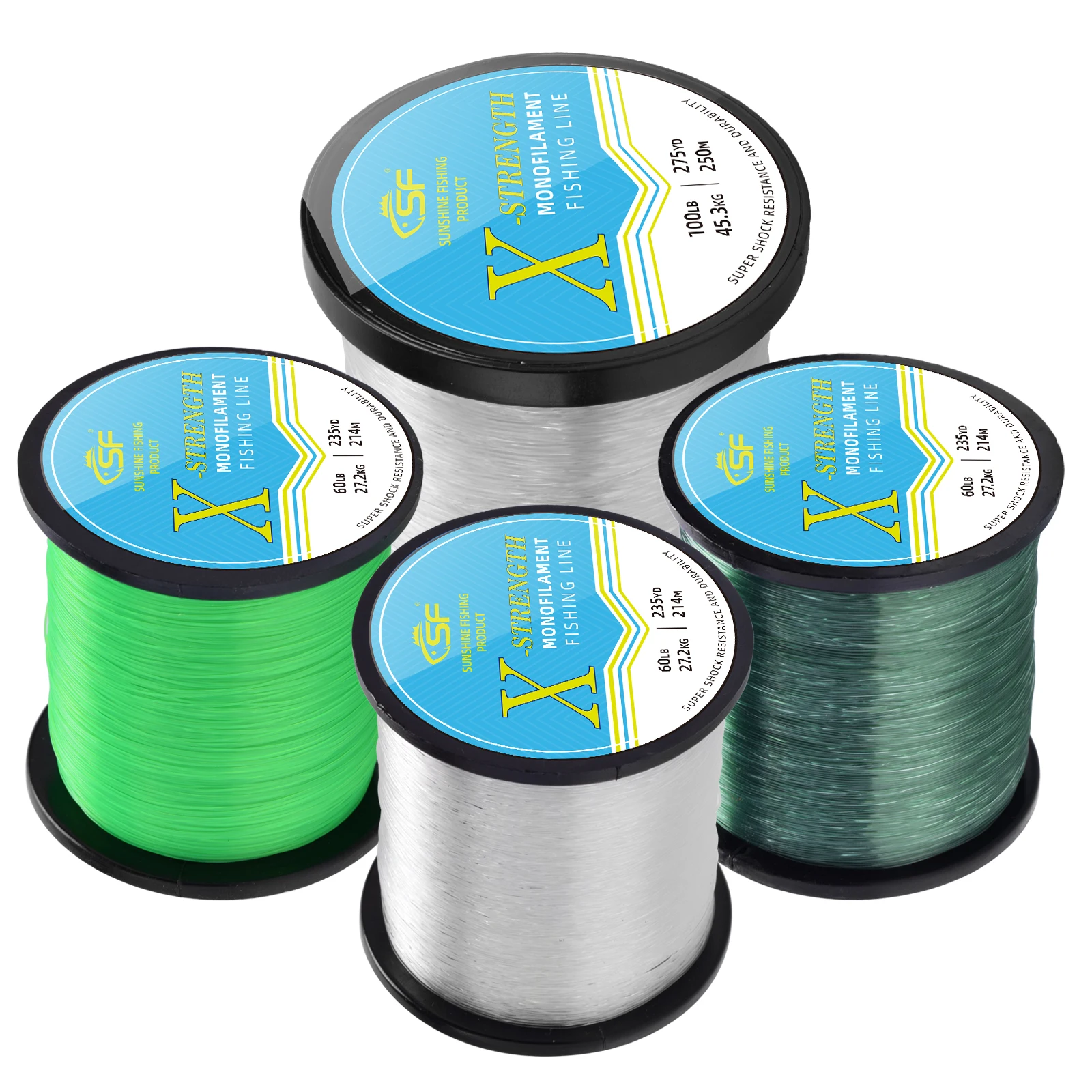 8 10 12 15 20 25 30 40 50 60LB High Impact Monofilament Fishing Line Premium Spool Strong Mono Nylon Material Leader Line Clear