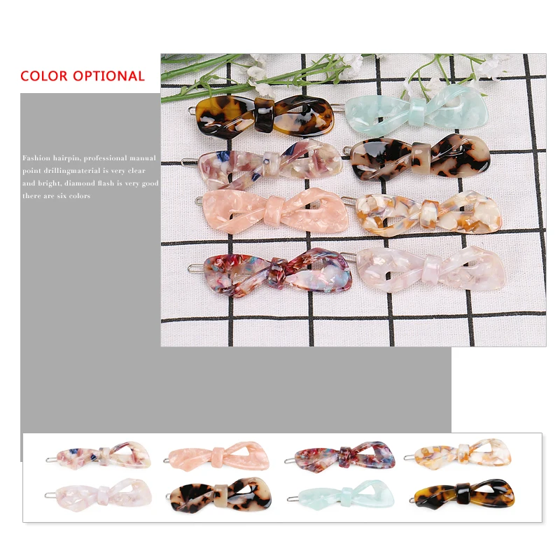 Korean Style Girls Hairpins Small Acetate Bowknot Hair Pin Smooth Acetate Bow Kid Hair Accessories