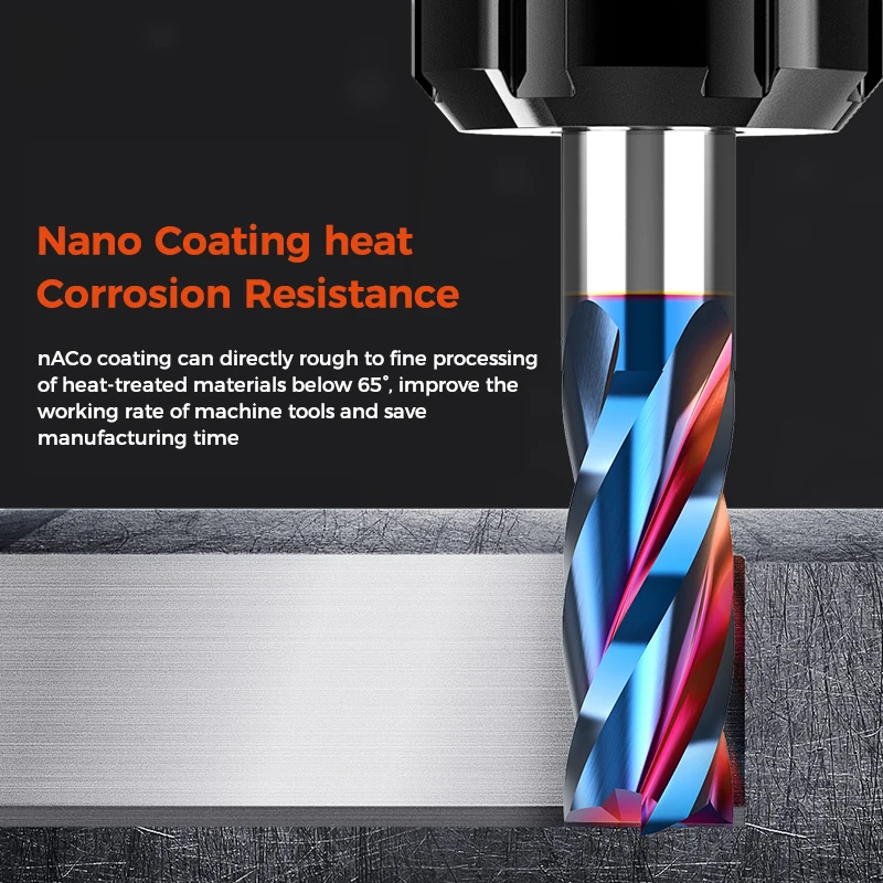 MDBT HRC65 4 Flute High Hardness Solid Carbide End Mills carbide end mill tungsten steel end mill with TiAlN coated Mold Making