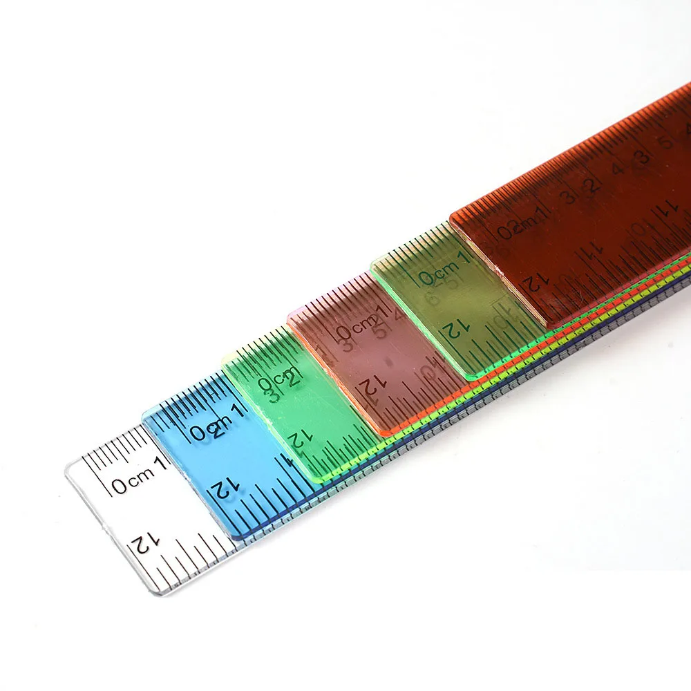 Wholesale 30 cm Popular Student Multi Color Transparent Plastic Ruler for Office School Stationery