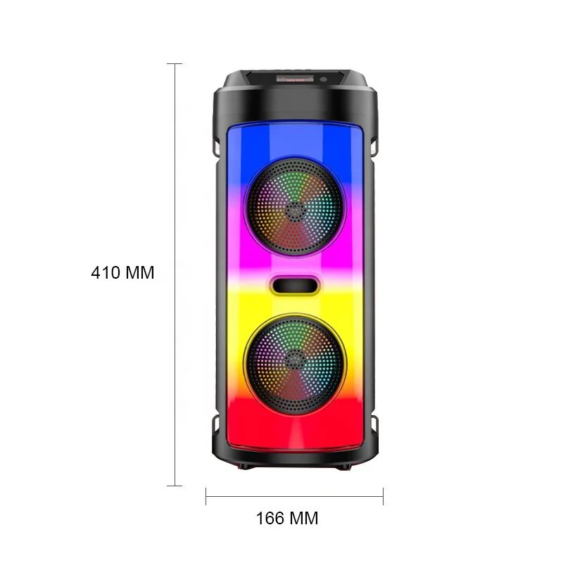 Double Ultras Drivers Rgb Flame Portable Speaker with Mic FM Radio Tf Card Tws Hi-fi Big Trolley Desktop Audio Sound Speaker