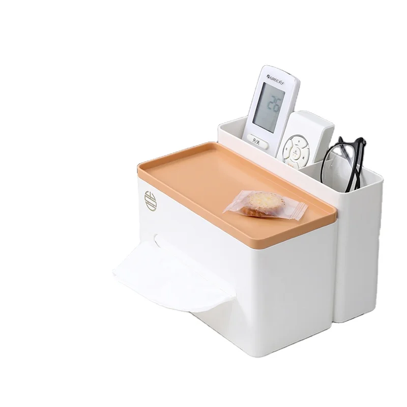 
New Fashion Tissue Box Desktop Paper Holder Dispenser Storage Napkin Case Organizer with Mobile Phone Holder 