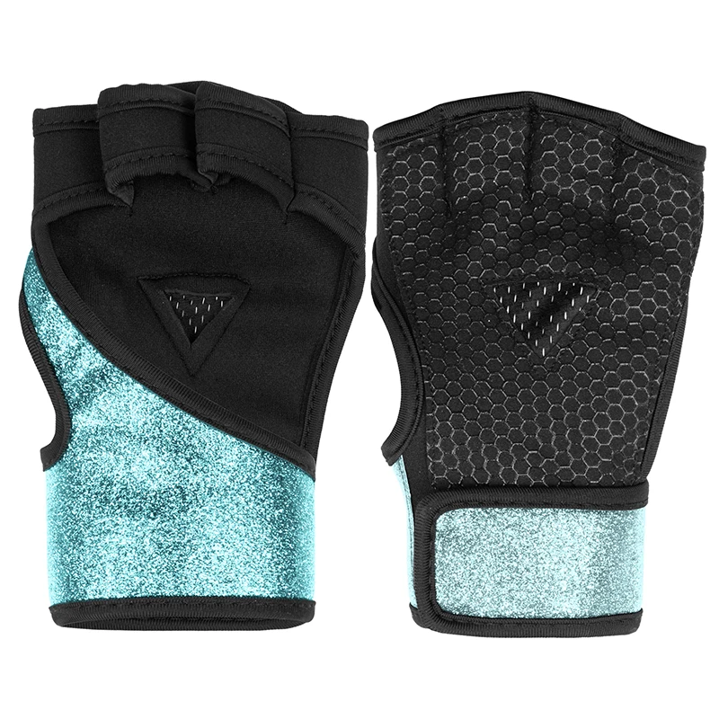 ZJFIT Sequin Weightlifting Half Finger Fitness Palm Fitness Women Gloves Gym Weight Lifting Fitness Gymnastics Grips