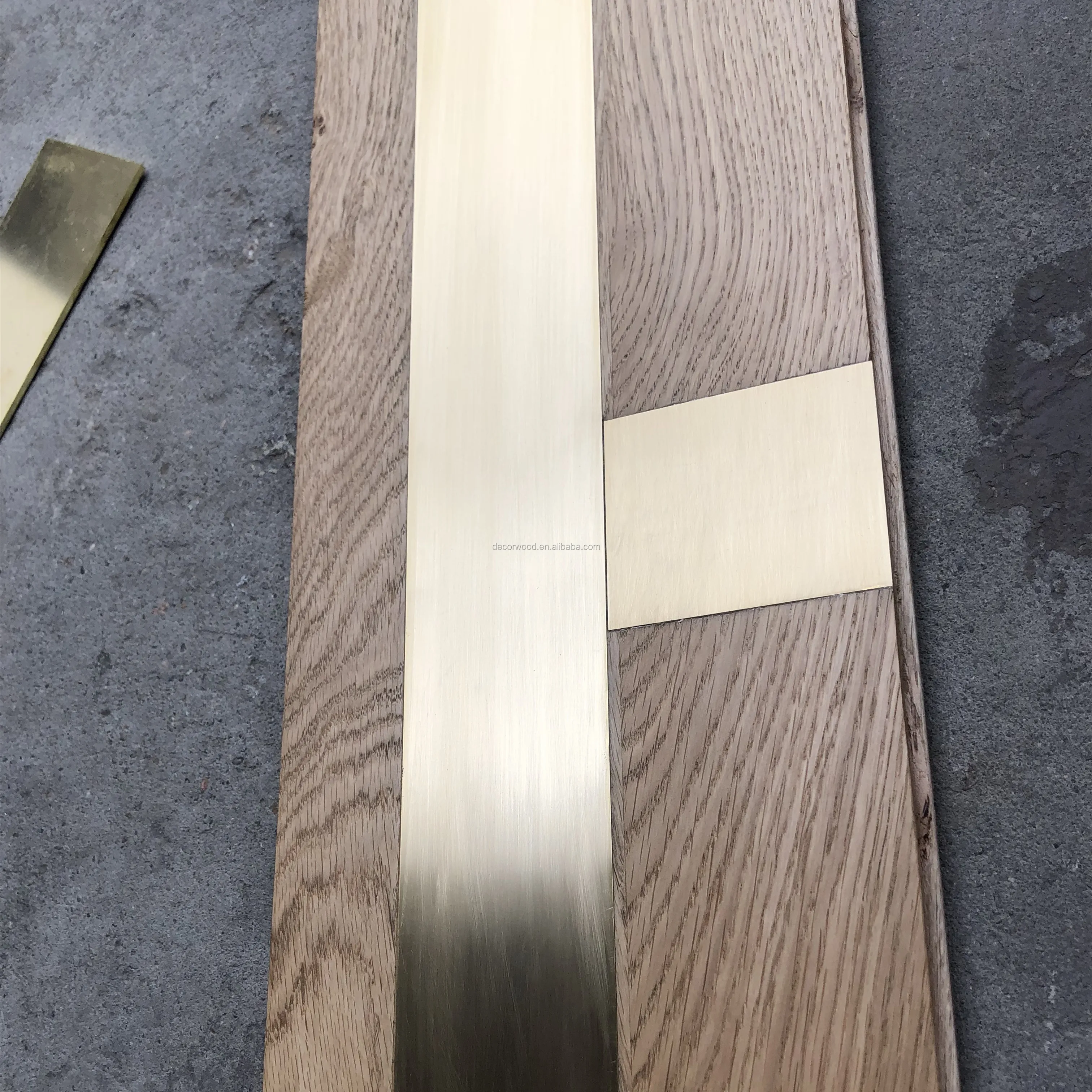 brass inlay parquet floor high quality oak parquet wooden flooring