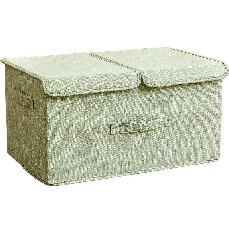 Washable Cotton Linen Double Lattice cloth storage box foldable With PP Plastic board