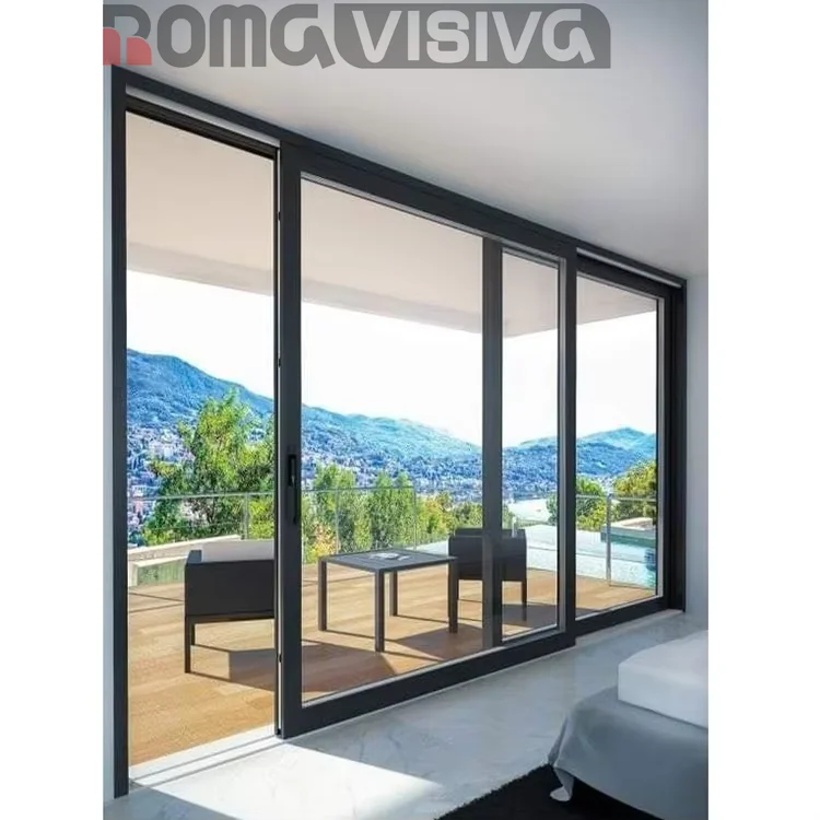 Newest Extremely Narrow Bezel Luxury Office Glass Door Aluminium Sliding Glass Office Entry Door